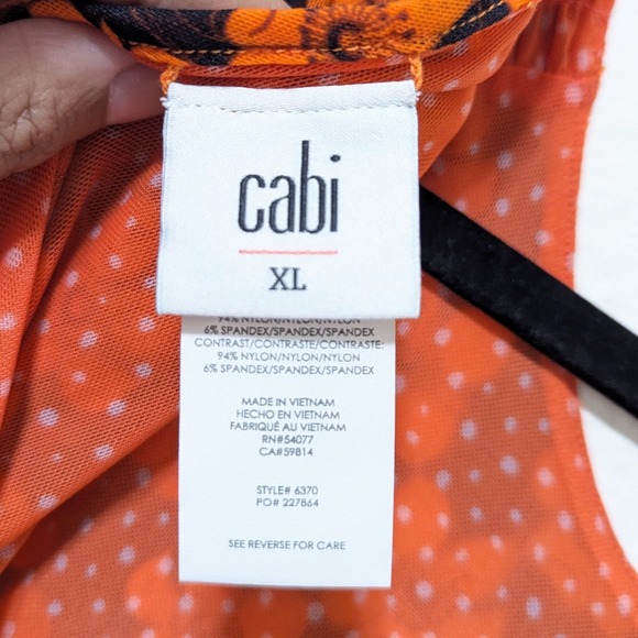 Cabi Flip Reversible Sleeveless Midi Dress Tiger Lily Orange Navy Blue 6370 XL - Picture 7 of 9